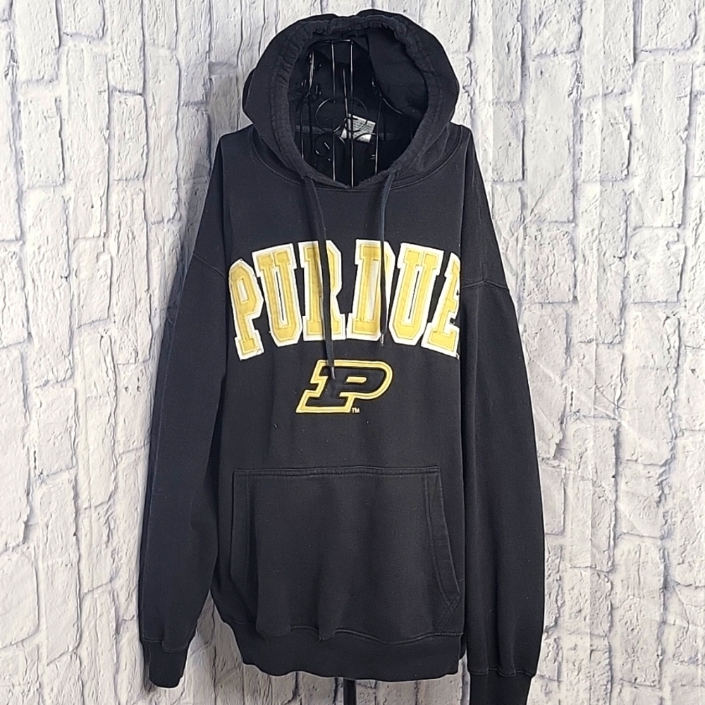 ES Purdue‎ University Black Hoodie With Gold and White Sweatshirt 2X